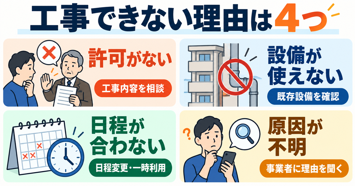 マンションで光回線を工事できない4つの原因と次に確認すること