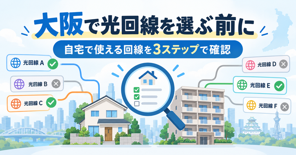 大阪で光回線を選ぶ前に｜自宅で使える回線を3ステップで確認